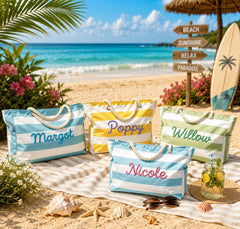 Personalized Chenille Beach Bag with Name – full product view