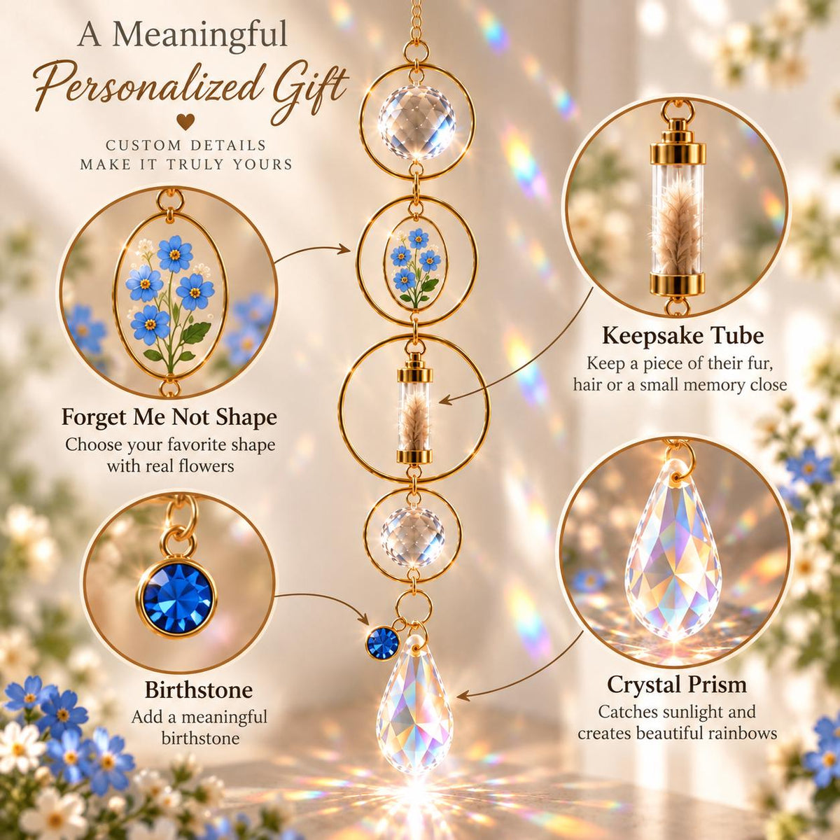 Pet memorial suncatcher with keepsake pendant - image 12