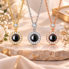 Halo pendant photo projection necklace