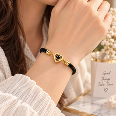 Heart charm braided rope photo projection bracelet