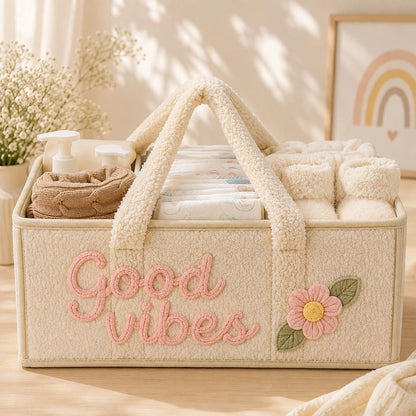 Personalized Diaper Caddy Basket with Name – size and dimension details