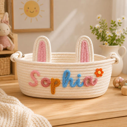 Personalized Bunny Ear Cotton Rope Basket