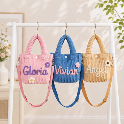 Personalized Kids Corduroy Crossbody Bag – available color and yarn options
