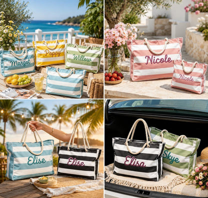 Personalized Chenille Beach Bag with Name – available color and yarn options