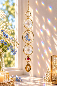 Baby memorial suncatcher with forget-me-not flowers, footprint charm and birth month bead