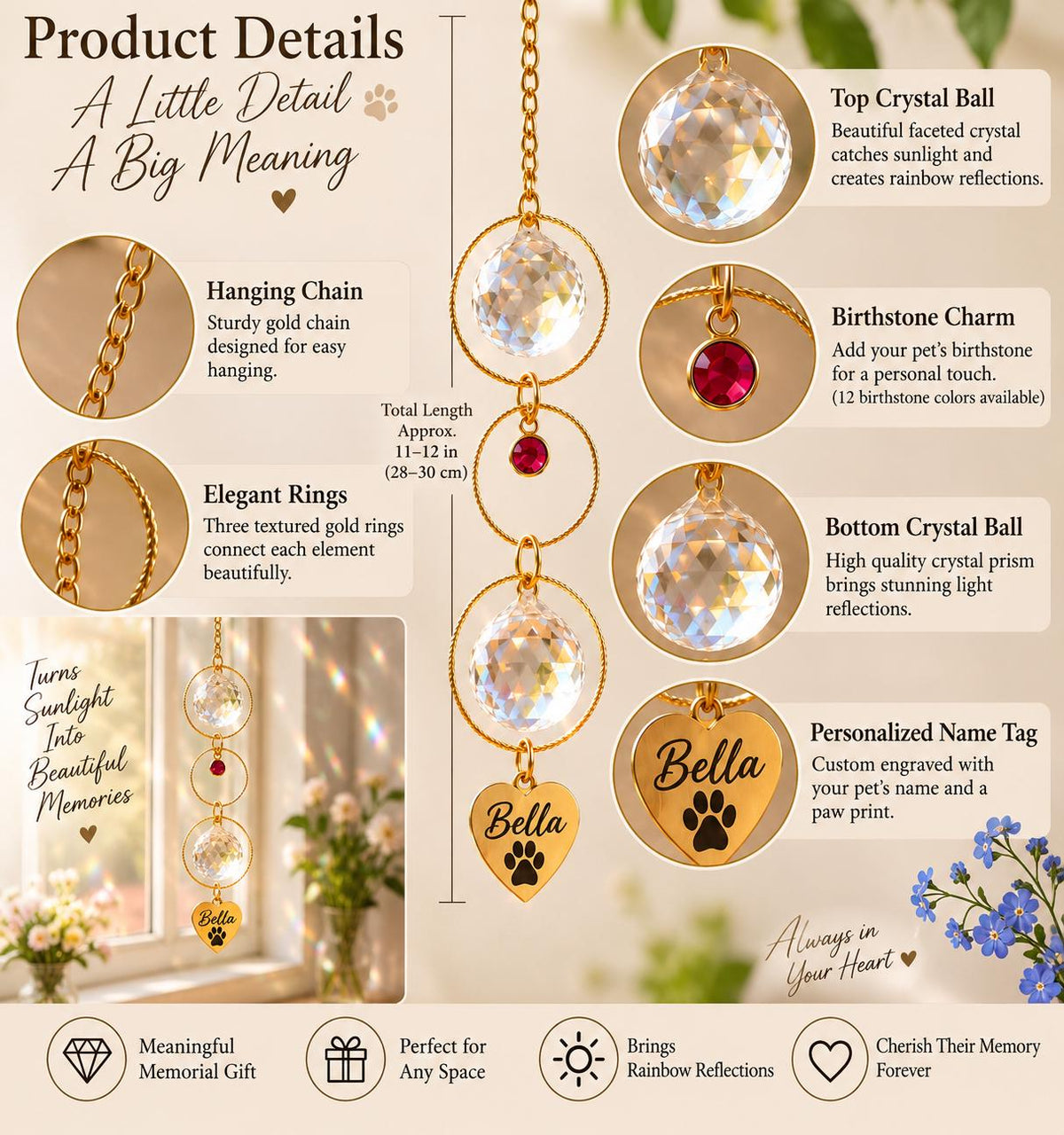 Round name tag pet memorial suncatcher - image 6