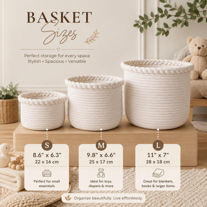 Personalized Cotton Rope Basket with Icon – full product view