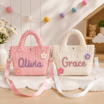 Personalized Kids Corduroy Crossbody Bag – styled lifestyle photo