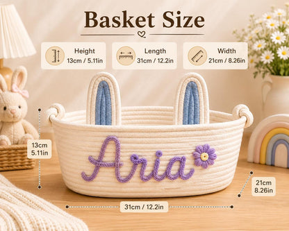 Personalized Bunny Ear Cotton Rope Basket
