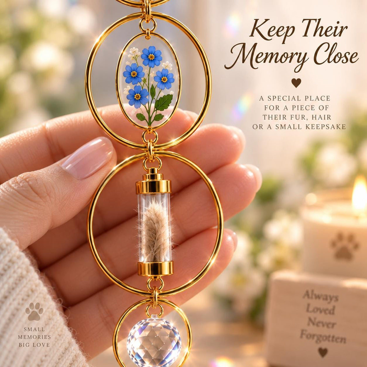 Pet memorial suncatcher with keepsake pendant - image 4