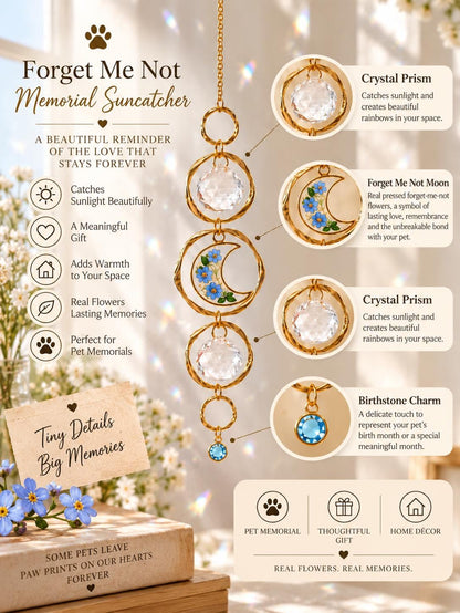Personalized birthstone suncatcher with forget-me-not flowers - image 5