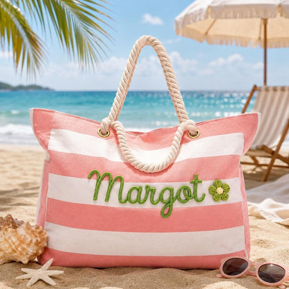 Personalized Chenille Beach Bag with Name – size and dimension details