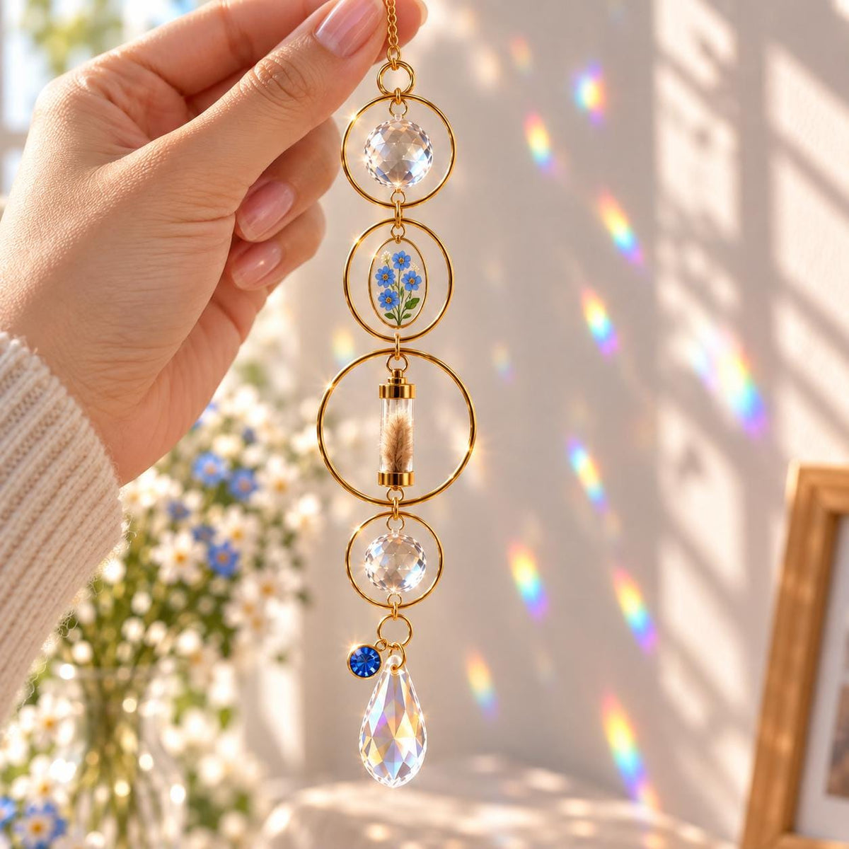 Pet memorial suncatcher with keepsake pendant - image 9