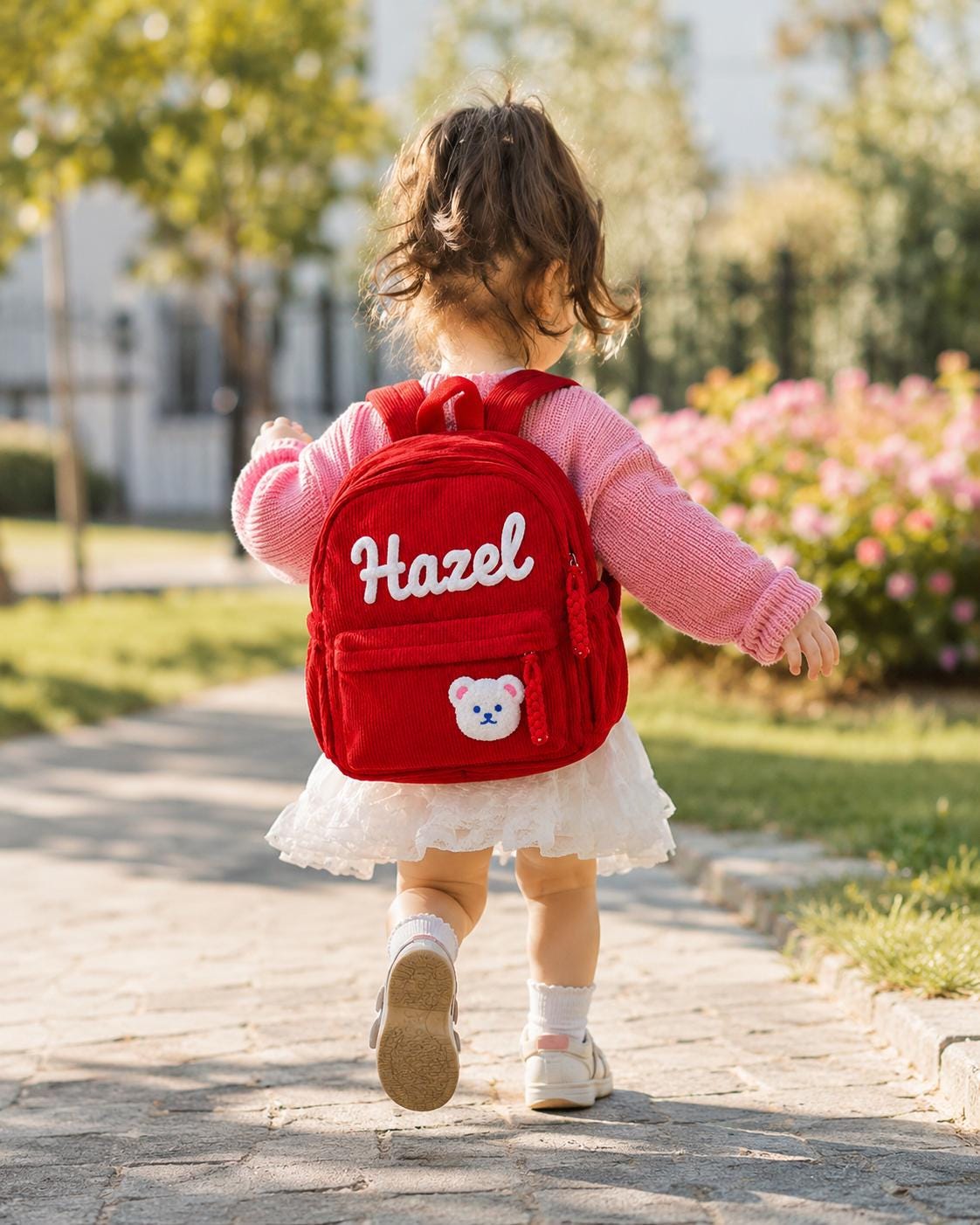 Personalized Corduroy Kids Backpack, Custom Name Toddler Bag, Embroidered Preschool Backpack, Kindergarten School Gift for Girls Boys