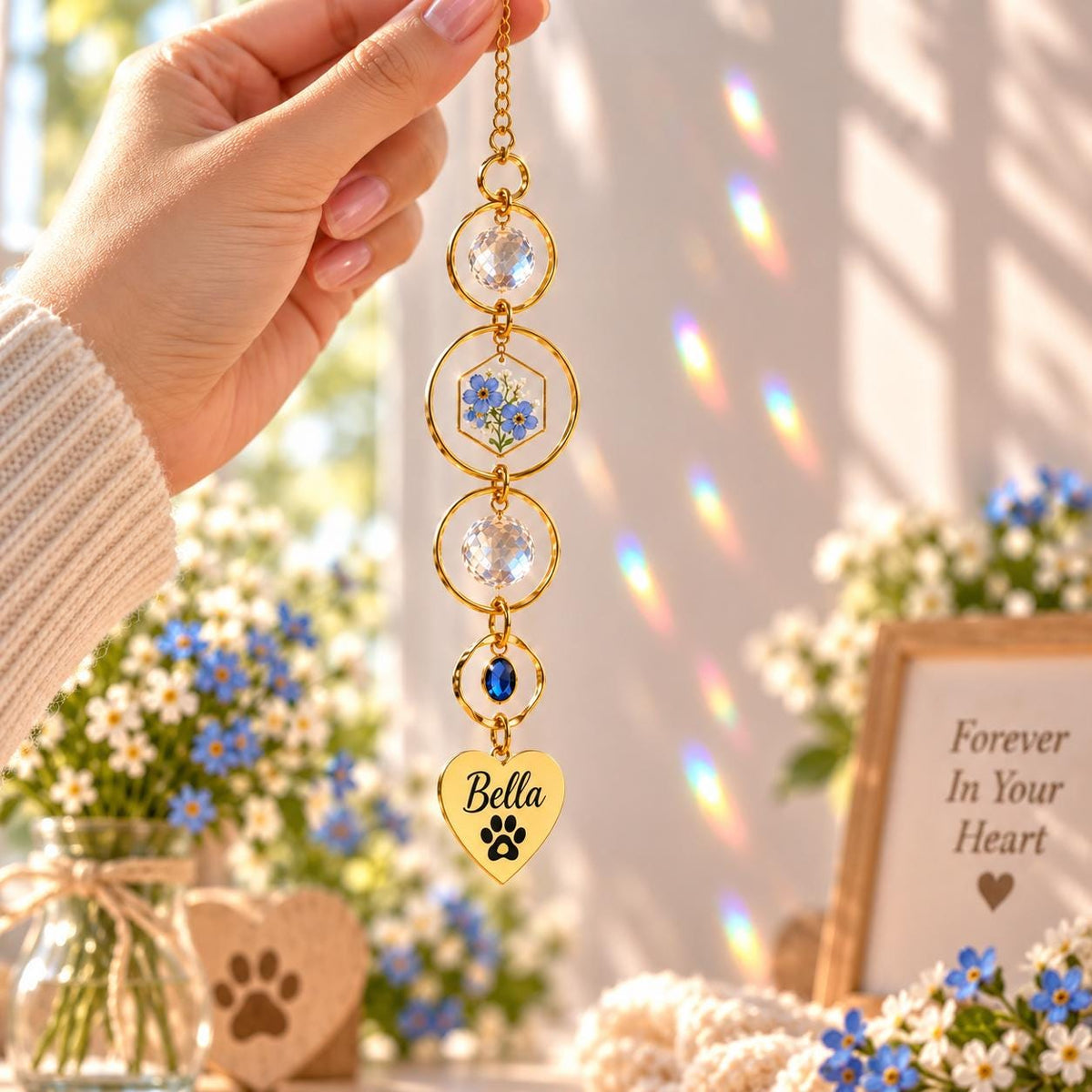 Personalized pet memorial suncatcher with name and birthstone - image 6