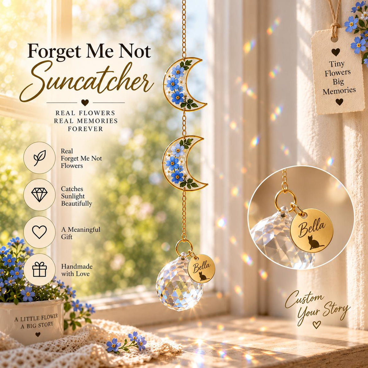 Personalized pet memorial suncatcher with engraved name tag - image 9