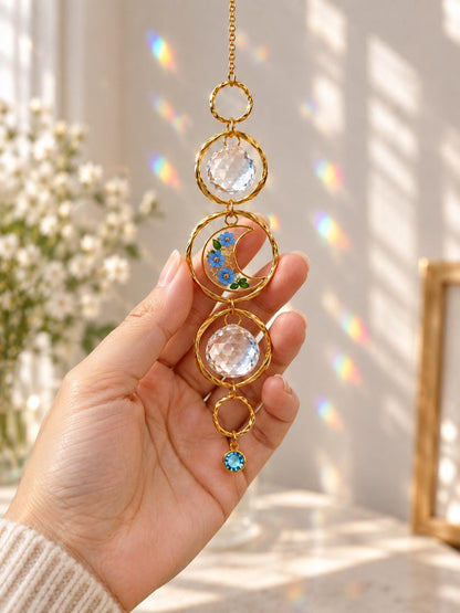 Personalized birthstone suncatcher with forget-me-not flowers - image 6