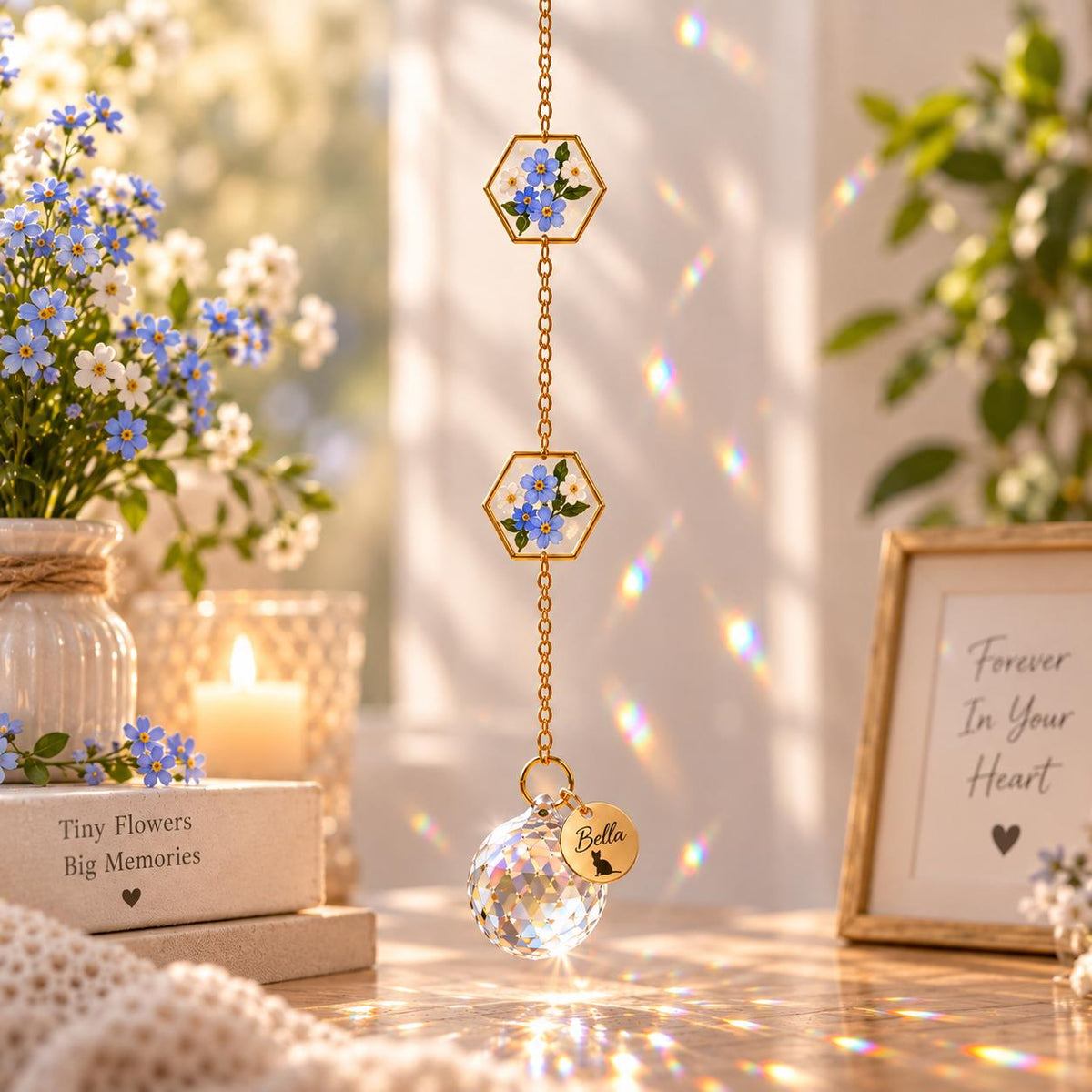 Personalized pet memorial suncatcher with engraved name tag - image 7