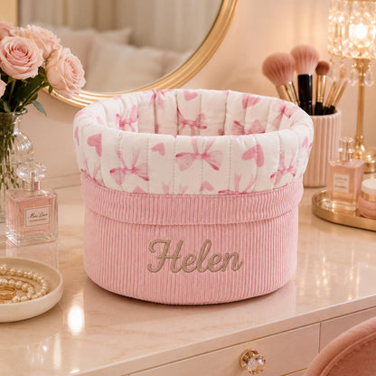 Personalized Corduroy Makeup Bag with Name – size and dimension details