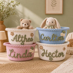 Personalized Cotton Rope Baby Basket – full product view
