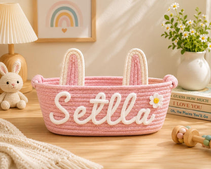 Personalized Bunny Ear Cotton Rope Basket