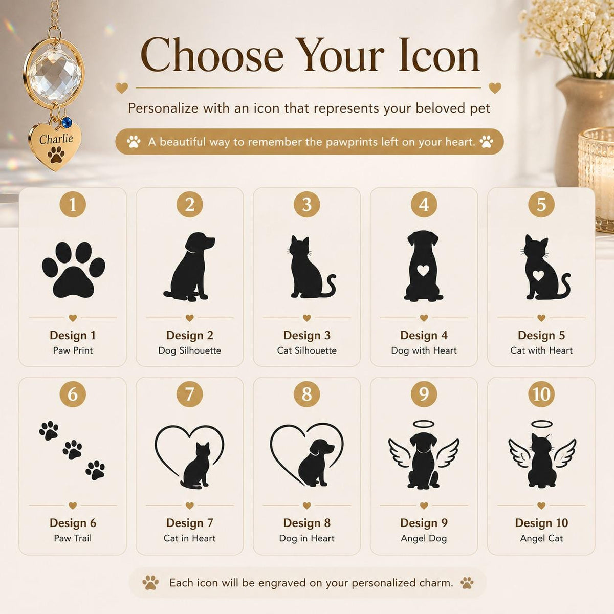 Pet memorial suncatcher icon design chart