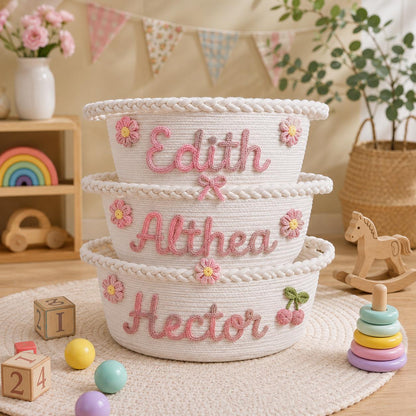Personalized Cotton Rope Baby Basket – size and dimension details
