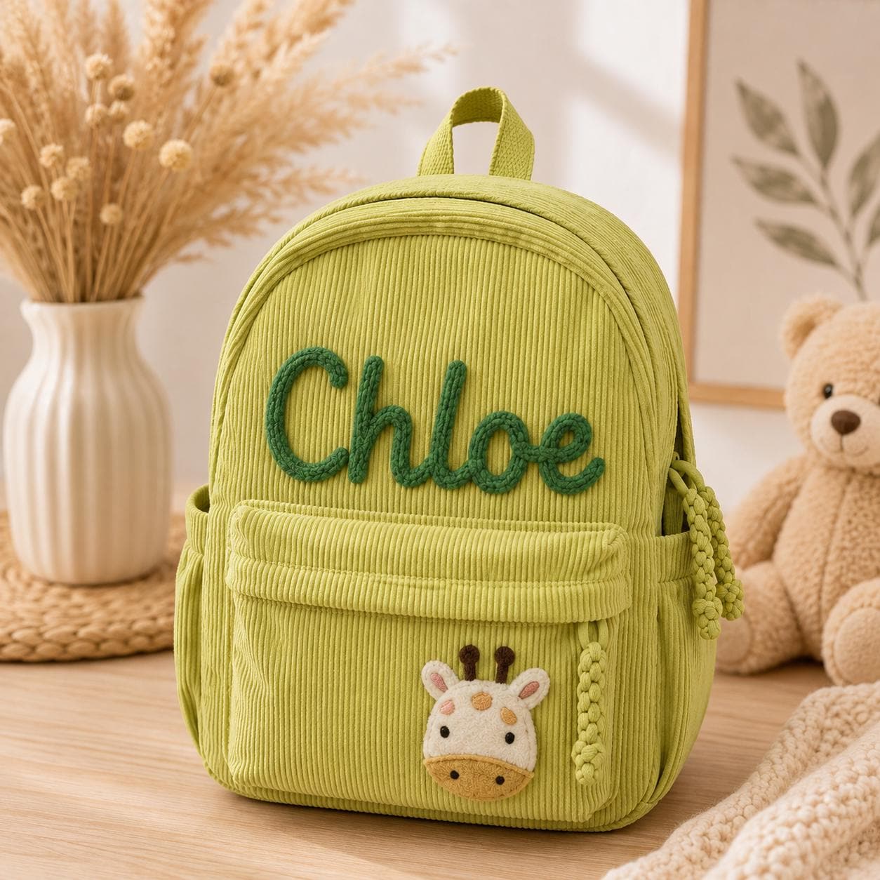 Personalized Corduroy Kids Backpack, Custom Name Toddler Bag, Embroidered Preschool Backpack, Kindergarten School Gift for Girls Boys
