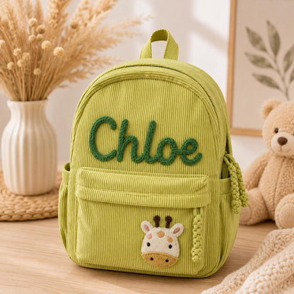 Personalized Corduroy Kids Backpack with Name – available color and yarn options