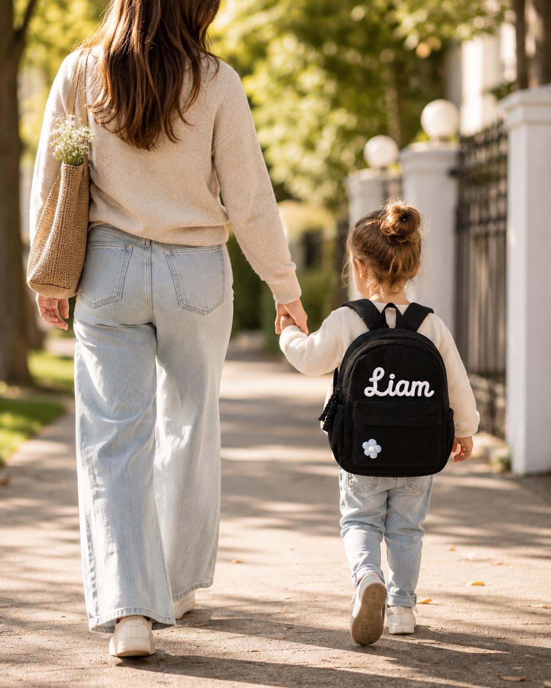 Personalized Corduroy Kids Backpack, Custom Name Toddler Bag, Embroidered Preschool Backpack, Kindergarten School Gift for Girls Boys