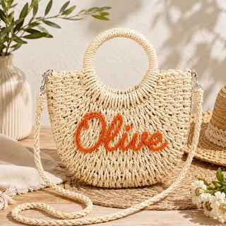 Personalized Straw Bag for Girls with Name – size and dimension details