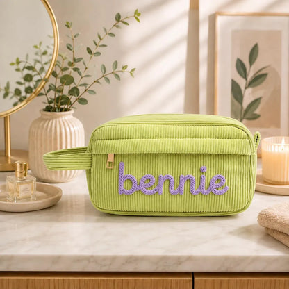 Personalized Corduroy Pencil Case with Name – available color and yarn options