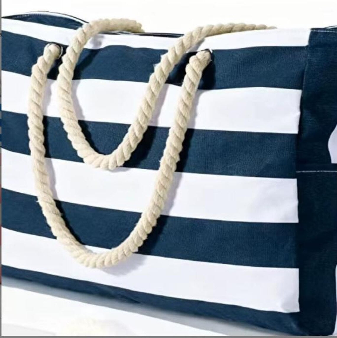 Personalized Chenille Beach Bag with Name – styled lifestyle photo