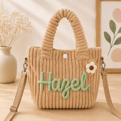 Personalized Kids Corduroy Crossbody Bag – size and dimension details