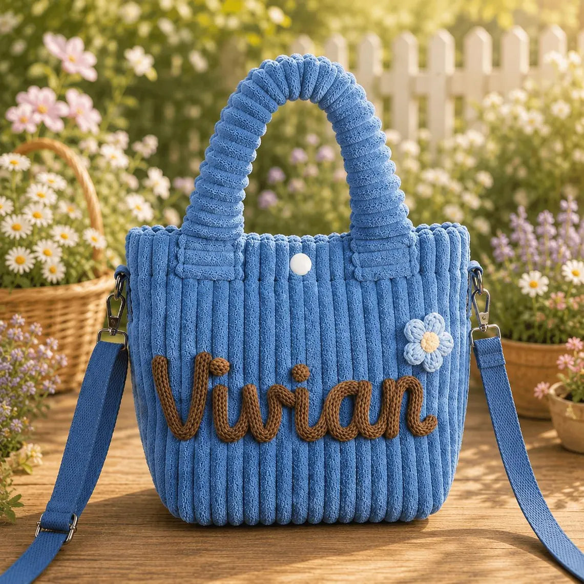 Personalized Kids Corduroy Crossbody Bag – full product view