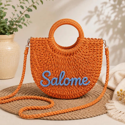 Personalized Straw Bag for Girls with Name