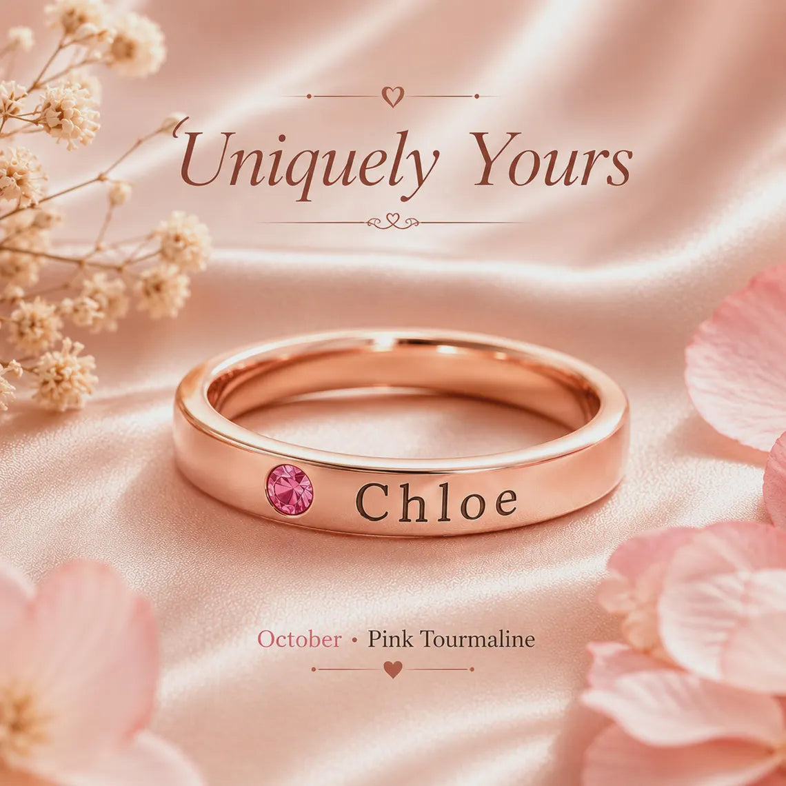 Personalized birthstone name ring - photo 12