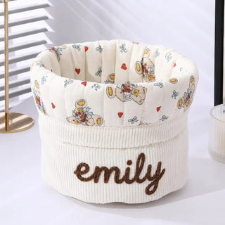 Personalized Corduroy Makeup Bag with Name – full product view