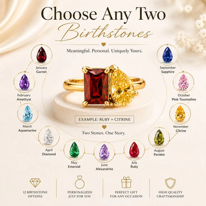 Personalized two birthstone ring - photo 11
