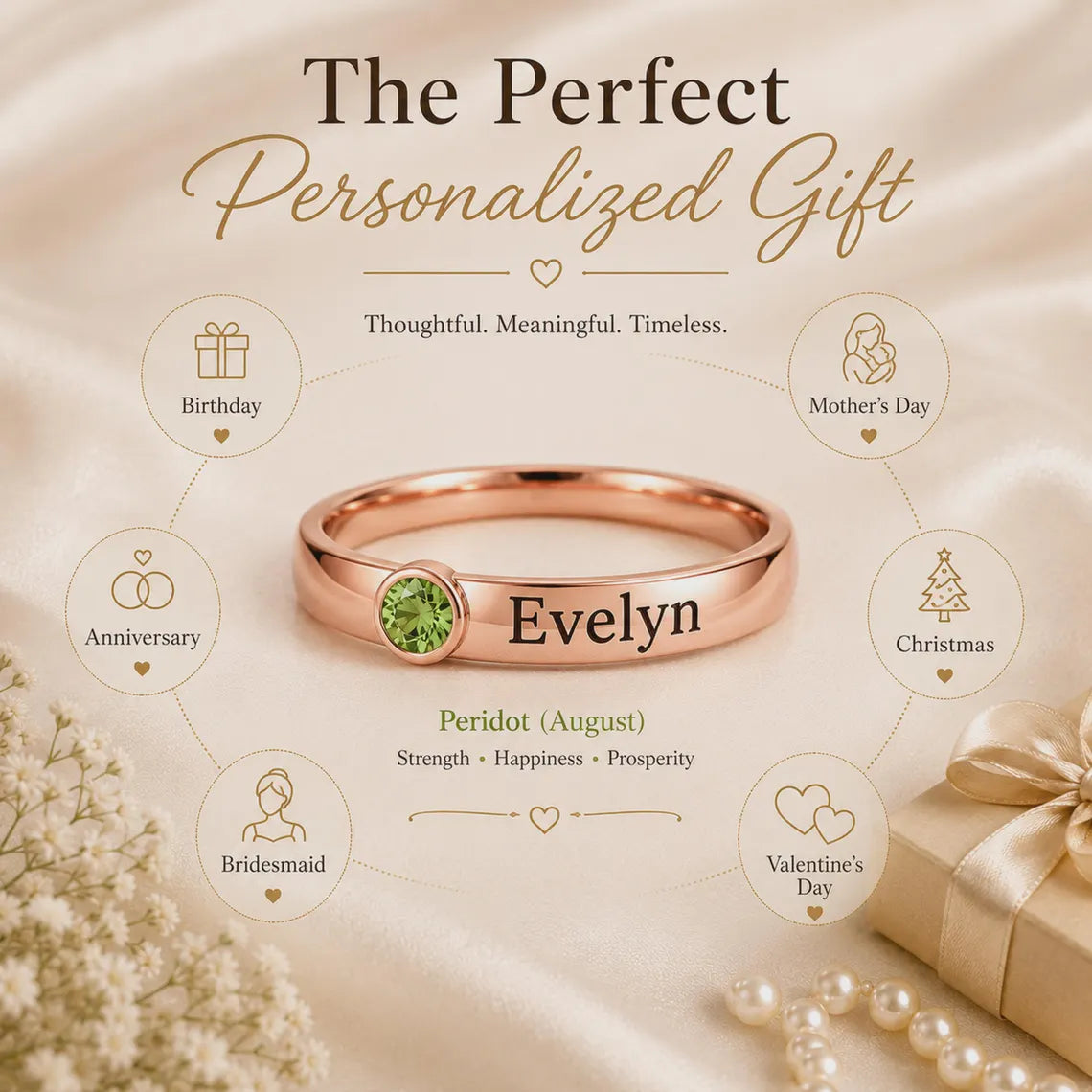 Personalized birthstone name ring - photo 14