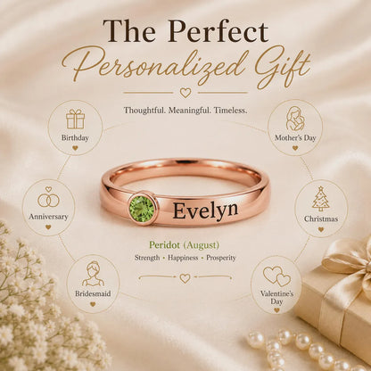 Personalized birthstone name ring - photo 14