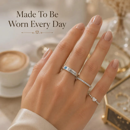 Personalized birthstone name ring - photo 15