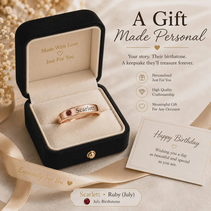 Personalized birthstone name ring - photo 16