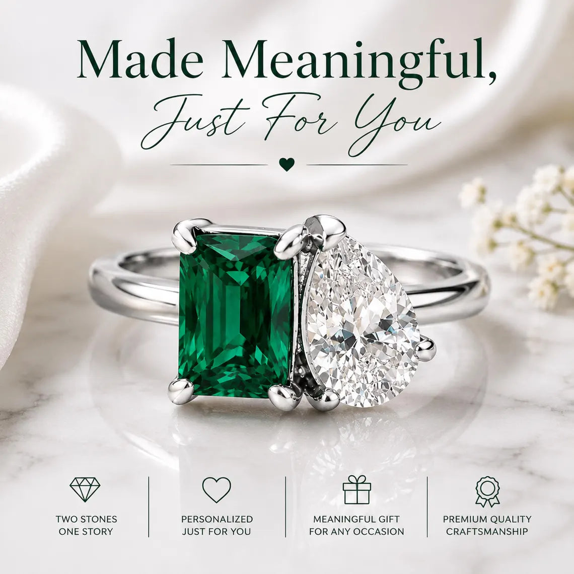 Personalized two birthstone ring - photo 13