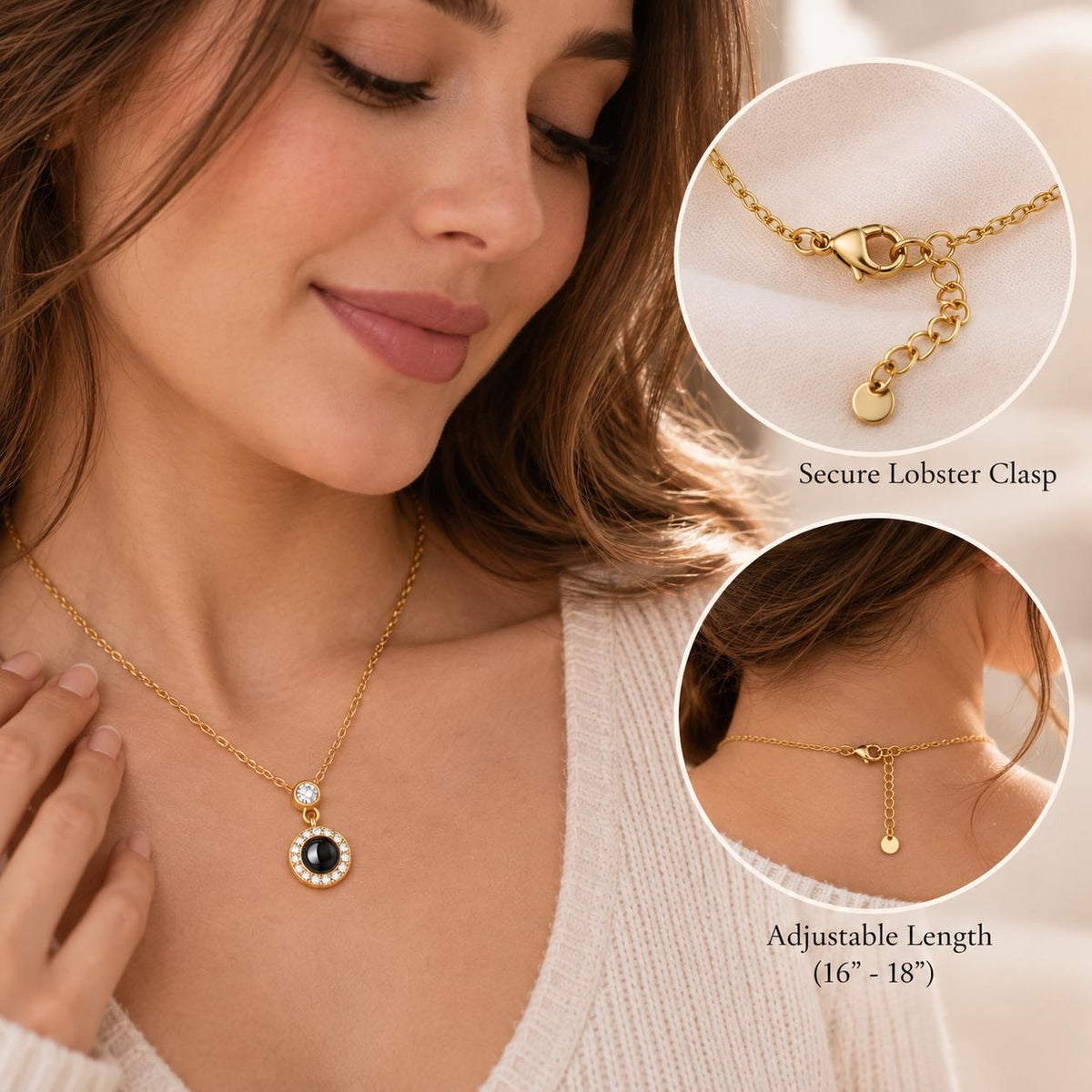 Cubic zirconia halo pendant close up