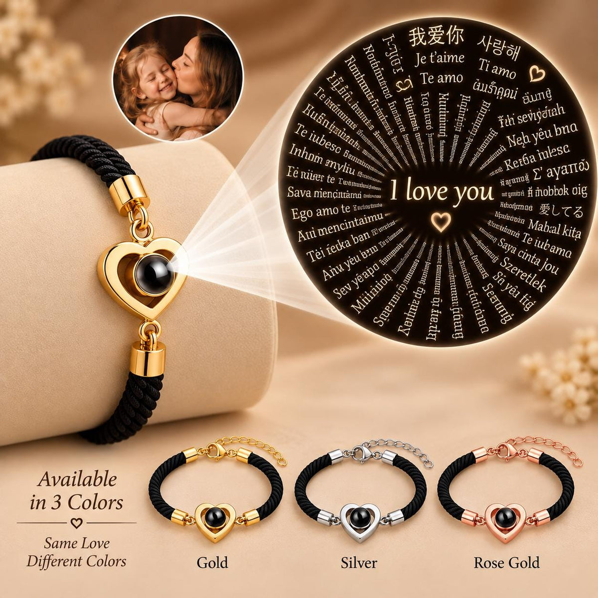 Heart photo bracelet gift