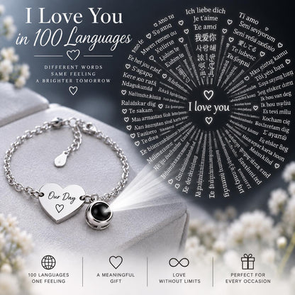 Personalized heart tag projection bracelet