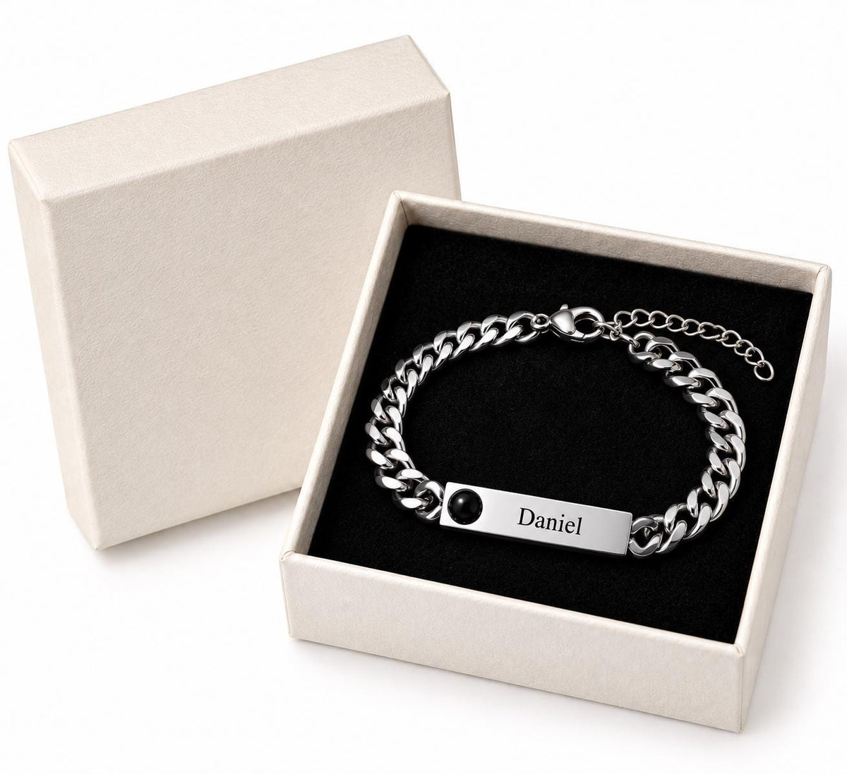 Cuban link photo bracelet close-up