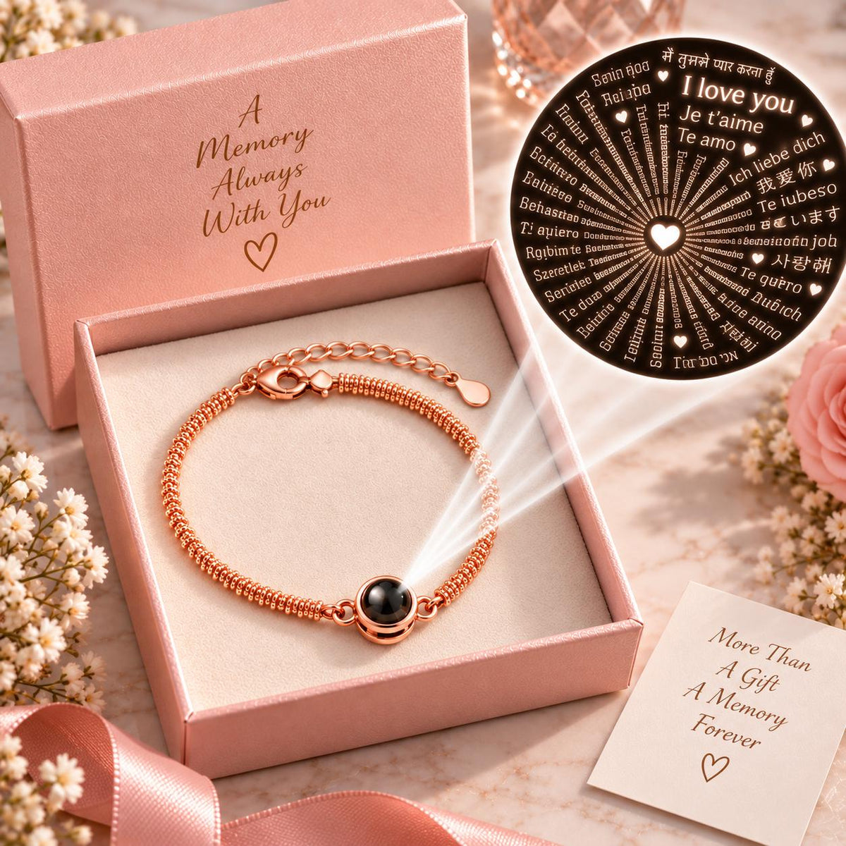 Photo projection bracelet size and details