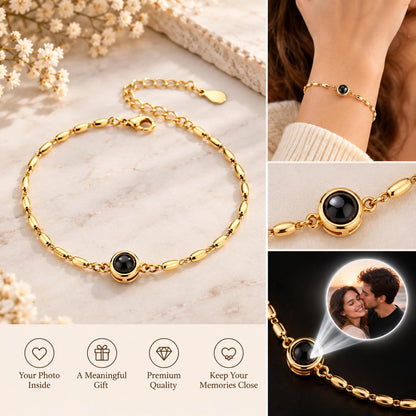 Dash chain photo projection bracelet on wrist
